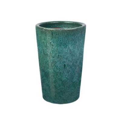 Cachepô Cerâmico Cilindro Liso N2 Verde Jade Fascino