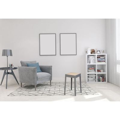 Banqueta Color Palha Natural e Cinza Diagonal