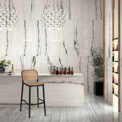 Banqueta Elegante Palha Natural Preto Diagonal