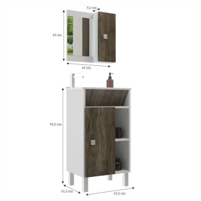 Kit Gabinete para Banheiro MDF/MDP com Cuba Valencia Branco/Citra 45cm Móveis Sander