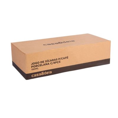 Jogo de Xícaras de Porcelana para Café 4 Peças 190ml Casa&Ideia