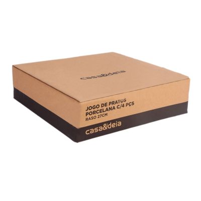 Jogo de Pratos Rasos de Porcelana 4 Peças 27cm Casa&Ideia