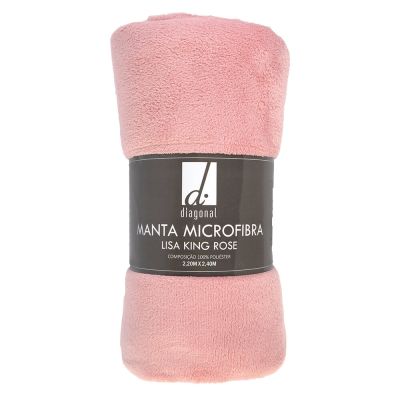 Manta Microfibra Lisa King 2,20x2,40m Rose Diagonal