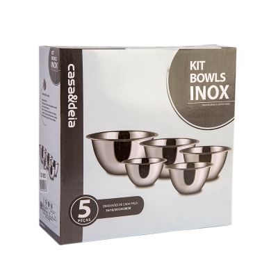 Kit Bowl 5 Peças 16/18/20/24/28cm Espelhado Inox Casa&Ideia