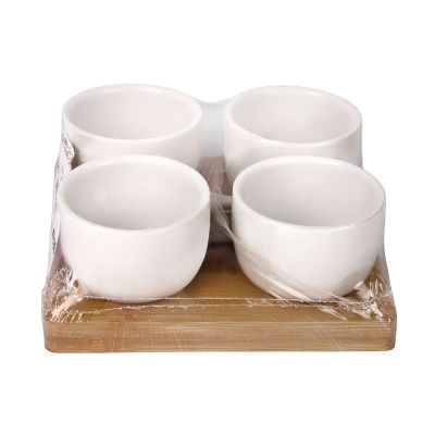 Petisqueira com 4 Cumbucas Bambu Branco Casa&Ideia