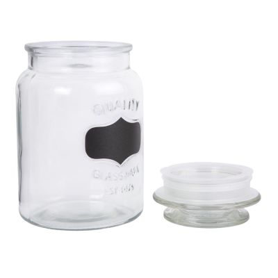 Pote Vidro 1l Lousa Transparente Casa&Ideia