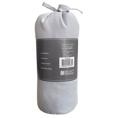 Lençol Avulso Solteiro com Elástico 90x190cm Cinza Diagonal
