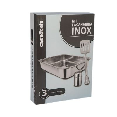 Kit Lasanheira 3 Peças Espelhado Inox Casa&Ideia