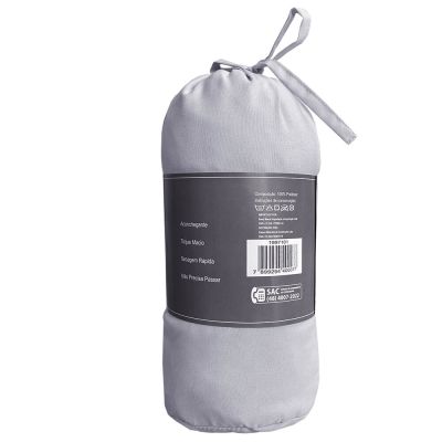 Lençol Avulso King Com Elástico 193x203cm Cinza Diagonal
