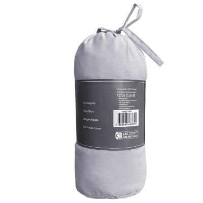 Lençol Avulso Queen Com Elástico 158x198cm Cinza Diagonal