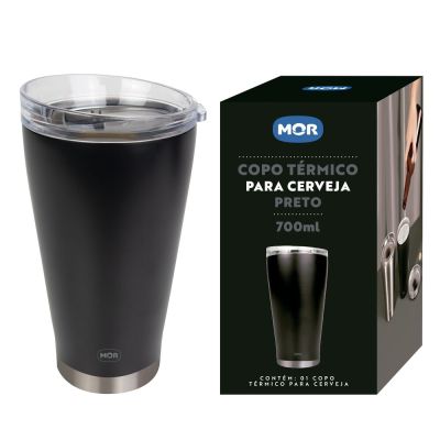 Copo Térmico de Cerveja 700ml Preto Mor