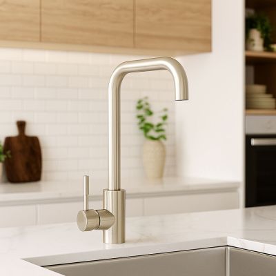 Torneira Misturador Monocomando para Cozinha de Mesa Bica Alta 1/2" Coral Aço Inox Addra