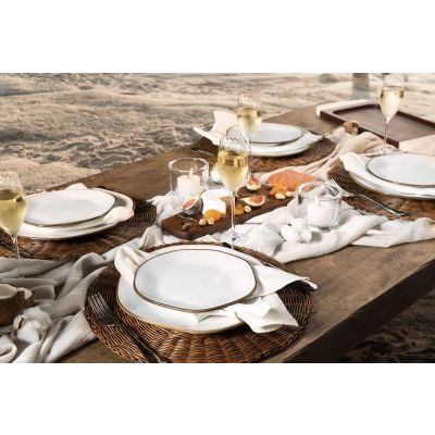Jogo de Jantar 20 Peças Maresia Branco e Marrom Oxford