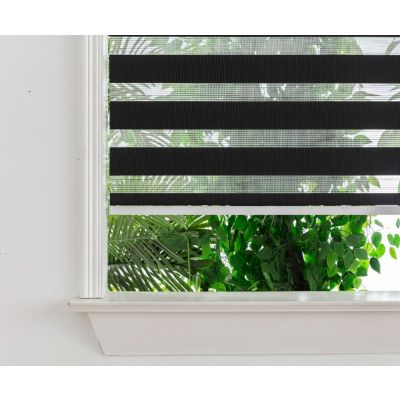 Persiana Double Vision Sunny 1,60L X 2,20A Preta (com bandô branco)