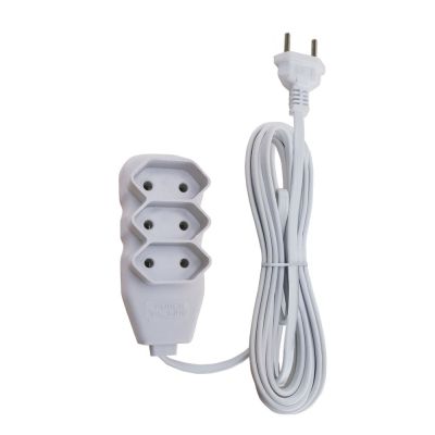 Extensão Slim 5m 3 Tomadas Bipolar Branco Force Line