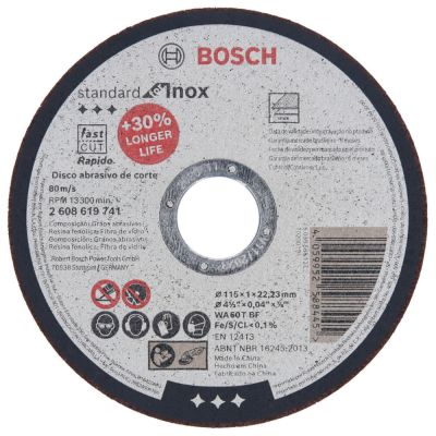 Disco de Corte Standard Centro Reto 115x1mm Preto Bosch