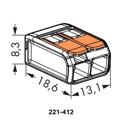 Conector de Emenda 32A 2 Polos Flowpack Wago