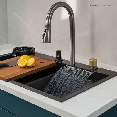 Kit Cuba para Cozinha de Embutir com Misturador e Acessórios 75x46cm Addra