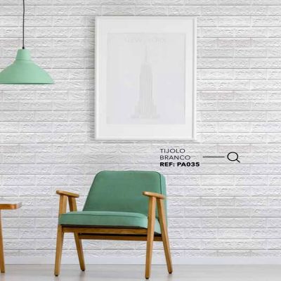 Adesivo de Parede Tijolo 70x70cm Branco Plavitec