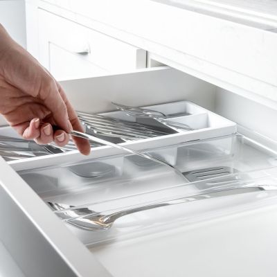 Organizador de Gaveta Clear Acrílico 37,5x30x5,6cm Natural Martiplast