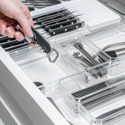 Organizador de Gaveta Clear Acrilico 15x15x5,6cm Natural Martiplast
