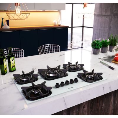 Cooktop a Gás 5 Bocas Branco Bivolt Mueller