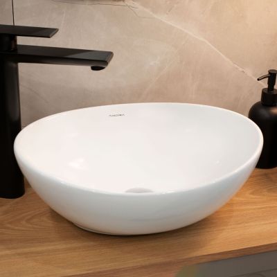 Cuba para Banheiro de Apoio Louça Oval Branca 40,5x33cm Artistic Addra