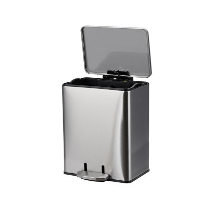 Lixeira com Pedal Terrazo 12 Litros Cinza Escovado 22,1x38,5cm Casa&Ideia