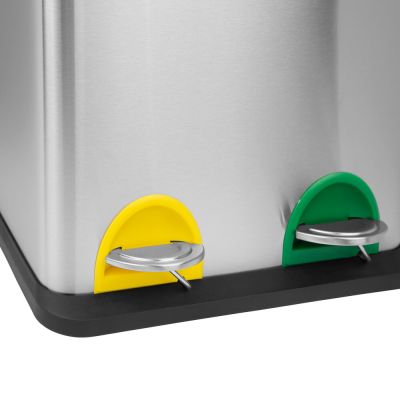 Lixeira Seletiva com Pedal Inox Escovado 15L + 15L 34x48,5cm Casa&Ideia