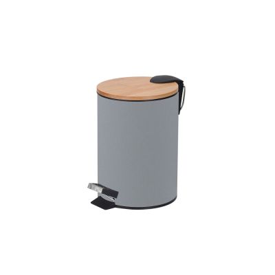 Lixeira com Pedal Bamboo 5 Litros Cinza Fosco 20,5x26,4cm Casa&Ideia