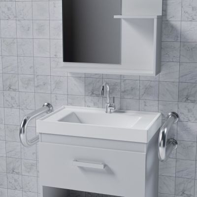 Barra de Apoio Lateral Fixa 30cm Cromado Sicmol