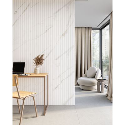 Revestimento de Parede Ripado Calacata Retificado Acetinado Classe A 45X90cm Málaga