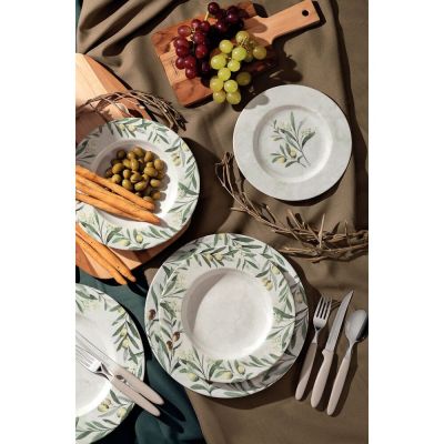 Jogo de Pratos Porcelana Estampado 12 Peças Oliva Tramontina