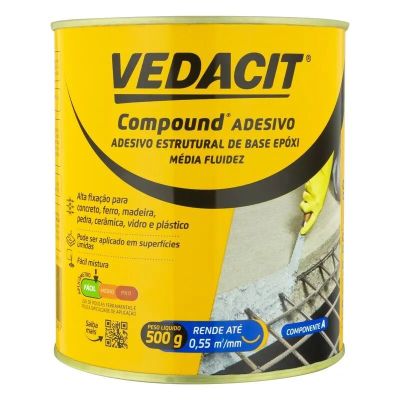 Adesivo Compound A+B 1kg Branco e Preto Vedacit