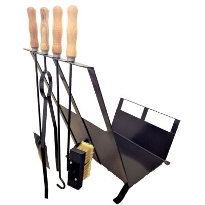 Caixa Porta Lenha Com Kit Limpeza Preto Metal Guindani Fogões
