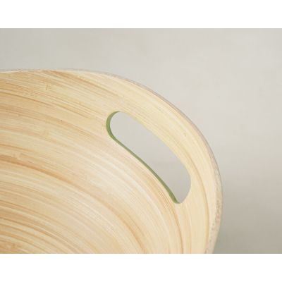 Tigela de Bambu Para Salada Com Alça Verde Fosco Oval 27x35x15 Casa&ideia