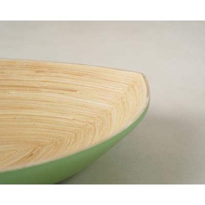 Bandeja Bambu Metake Verde Fosco Oval 25x39x6 Casa&ideia