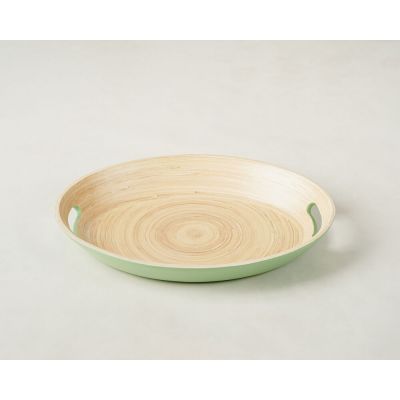 Bandeja Bambu 30x40x5 Mekate Com AlÇa Verde Fosco Oval Casa&ideia