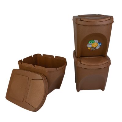 Kit 3 Lixeiras Com Tampa 25l Andel Natural Casa&ideia