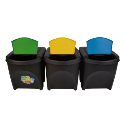 Kit 3 Lixeiras Com Tampa 25l Andel Antracita Casa&ideia