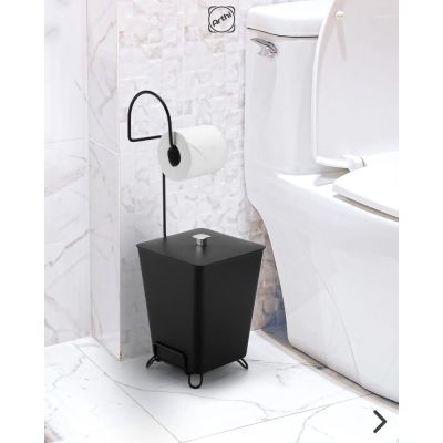 Papeleira de Chao com Lixeira 7l Black Arthi