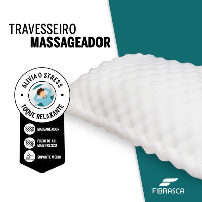 Travesseiro Massageador Suporte Médio 15x42cm Branco Fibrasca