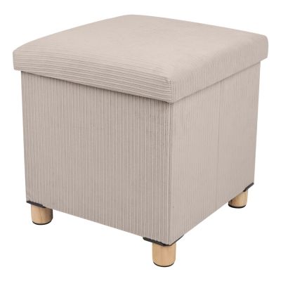 Puff Organizador com Pés 38x38cm Comfy Bege Diagonal