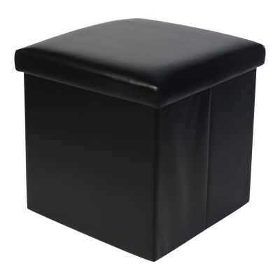 Puff Organizador Dobrável 38x38cm Isis Preto Diagonal