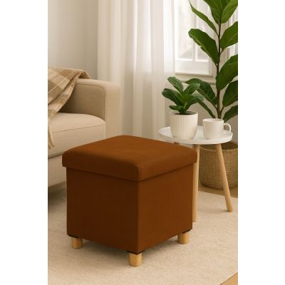 Puff Organizador com Pés 38x38cm Comfy Marrom Diagonal