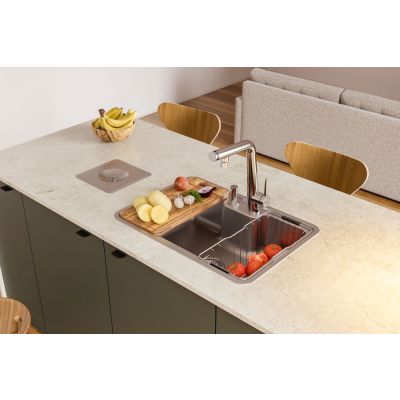 Cuba para Cozinha de Sobrepor/embutir 68x48cm Massima Com Lixeira Inox Com Acessórios Docol