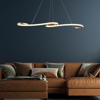 Pendente Metalico 3000k 30w Milão Ouro Escovado Bivolt Taschibra