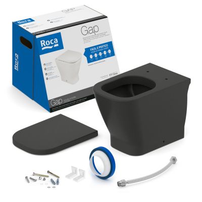Kit Vaso Sanitário Convencional Gap Black Matte Roca