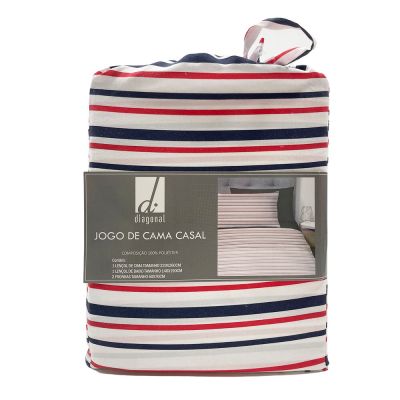 Jogo de Cama Casal 140x190cm Dreams Listrado Retangular Diagonal