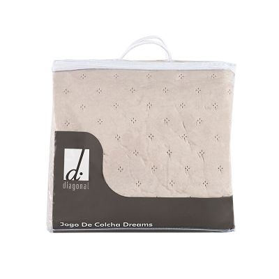 Jogo de Colcha Queen 260x240cm Dreams Bege Retangular Diagonal